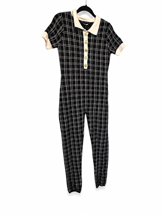 Fashion Nova Pants - Fashion Nova Black Plaid One-Piece Romper with Cream Trim
